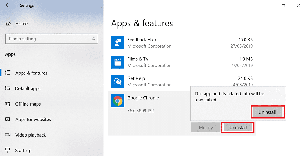 encontrar Google Chrome.  Haga clic en el botón Desinstalar