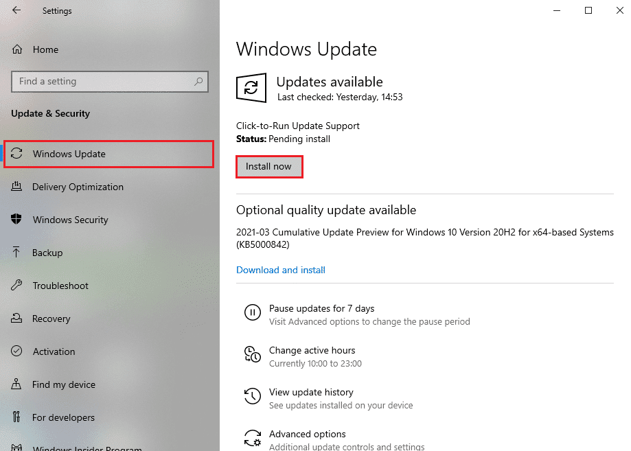 Haga clic en instalar ahora para descargar las actualizaciones disponibles.  Arreglar ERR RED CAMBIADA en Windows 10