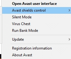 Ahora, seleccione la opción de control de escudos de Avast y podrá desactivar Avast temporalmente. Arreglar el centro de juegos ROG que no funciona